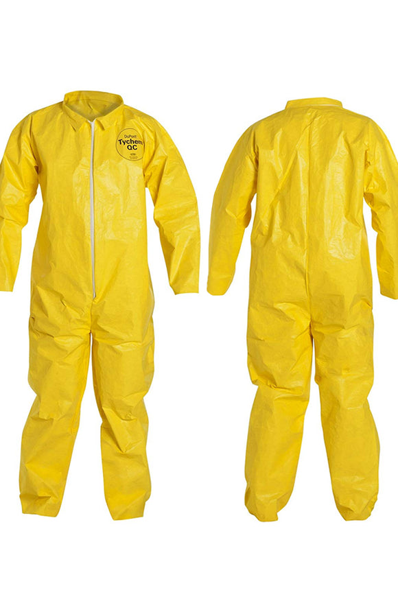 Disposable Chemical Resistant Coverall With Serged Seams And Open Cuff