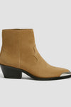 Leather Cowboy Ankle Boots With Metal Plate