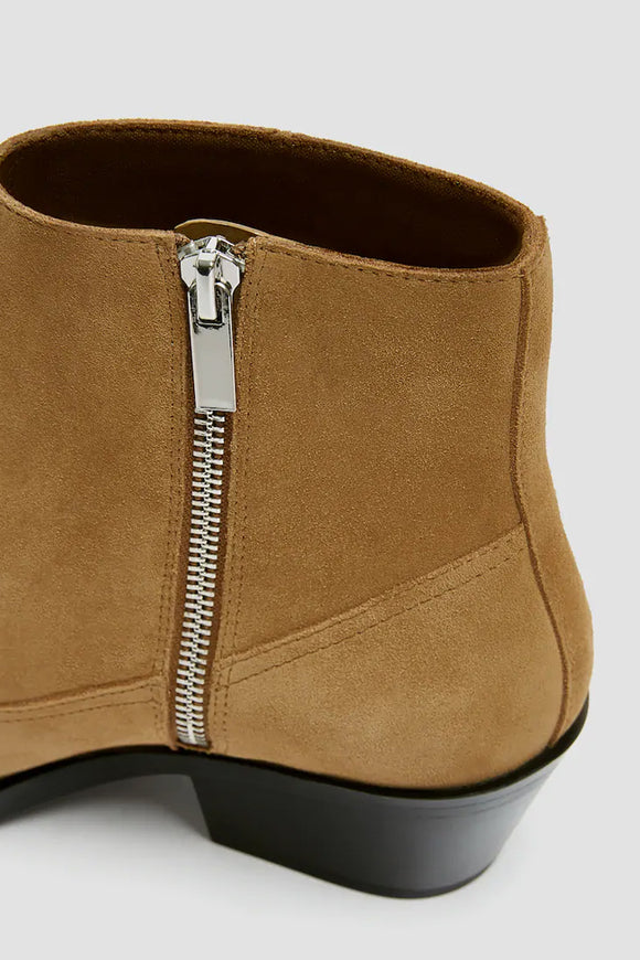 Leather Cowboy Ankle Boots With Metal Plate