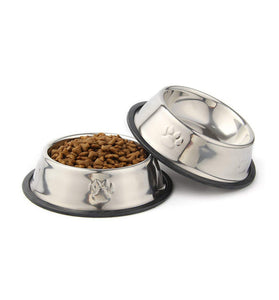 Qpey Pet Food Bowl Stainless Steel Non Skid Pet Paws Doodler Dish Is Perfect For A Small Dog Cat Kitten Puppy 2pc