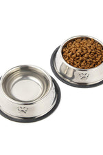 Qpey Pet Food Bowl Stainless Steel Non Skid Pet Paws Doodler Dish Is Perfect For A Small Dog Cat Kitten Puppy 2pc