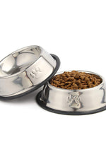 Qpey Pet Food Bowl Stainless Steel Non Skid Pet Paws Doodler Dish Is Perfect For A Small Dog Cat Kitten Puppy 2pc