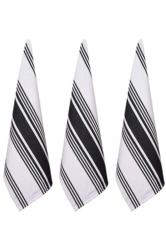 Urban Villa Kitchen Towels Trendy Stripes 100% Cotton Dish Towels Mitered Corners